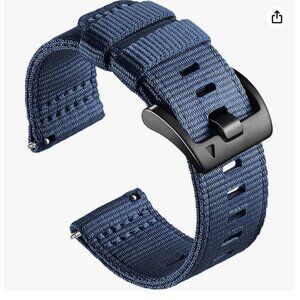 NWT! Blue Nylon Watch Bands 22mm Quick Release Woven Tactics/Sport Watchbands OS
